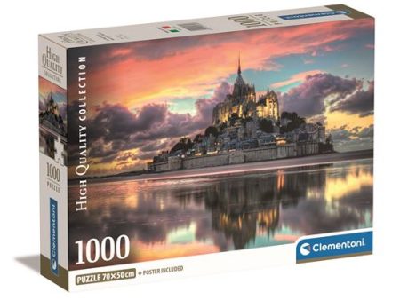 Puzzle High Quality Collection Compact: Le Magnifique Mont Saint-Mi - 1000 Peças - Clementoni on Sale