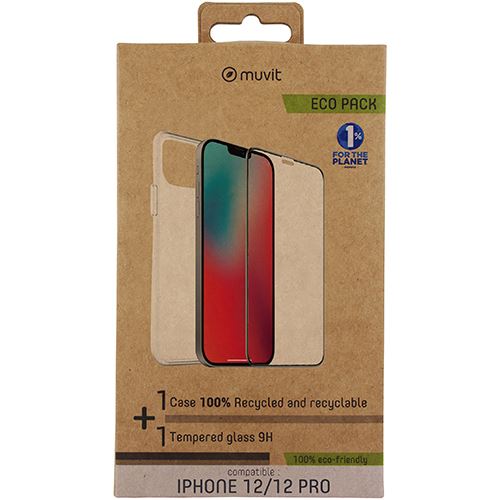 Capa + Película Ecrã de Vidro Temperado Muvit Eco Pack para Apple iPhone 12   iPhone 12 Pro - Transparente For Sale