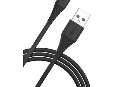 Cabo USB a USB Tipo-C 4-OK Fast 3A Charge - 1 metro - Preto Fashion