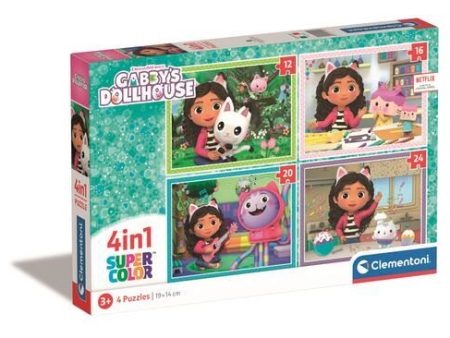 Puzzle Super Color 4 em 1: Gabby s Dollhouse - Clementoni Cheap