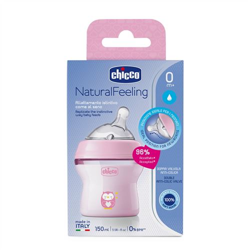 Biberão Natural Feeling 150ml +0 Meses - Rosa - Chicco Cheap