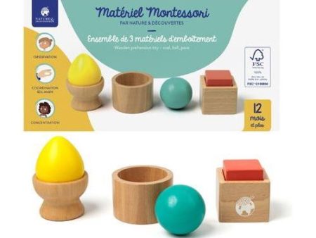 Conjunto de Três Peças de Encaixe em Madeira Montessori Supply