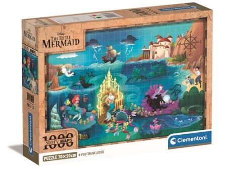 Puzzle Story Maps Disney: The Little Mermaid - 1000 Peças - Clementoni Hot on Sale